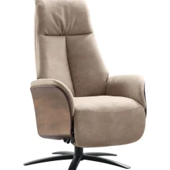 New Pronto Wonen Relaxfauteuil Serio beige donker hout premium comfort