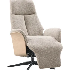 New Pronto Wonen Relaxfauteuil Serio beige licht hout premium comfort