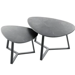 Online Pronto Wonen Salontafel Lineto 64x80 cm organisch zwart keramiek