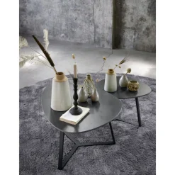 Online Pronto Wonen Salontafel Lineto 64x80 cm organisch zwart keramiek