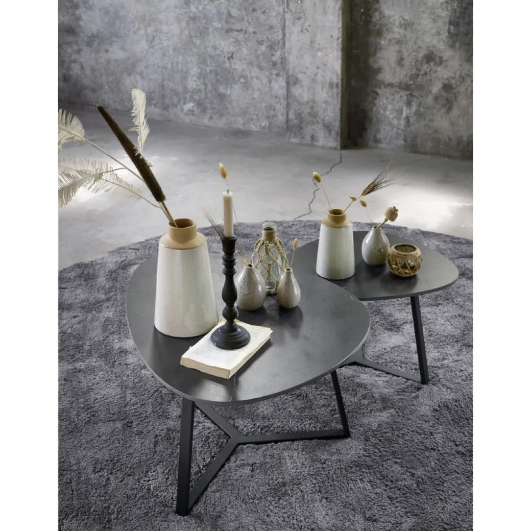 Online Pronto Wonen Salontafel Lineto 64x80 cm organisch zwart keramiek