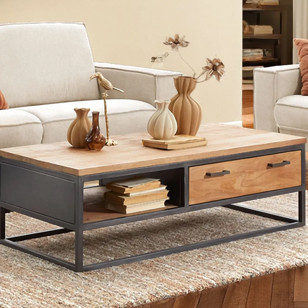 Outlet Pronto Wonen Salontafel Mesola 65x130 cm rond mango natural