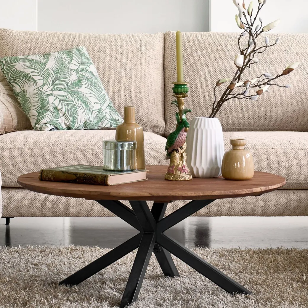 Hot Pronto Wonen Salontafel Romaro teakhout 90 cm rond mix rough