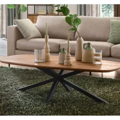 Pronto Wonen Salontafel Romaro teakhout 140x70 cm Deens ovaal mix rough