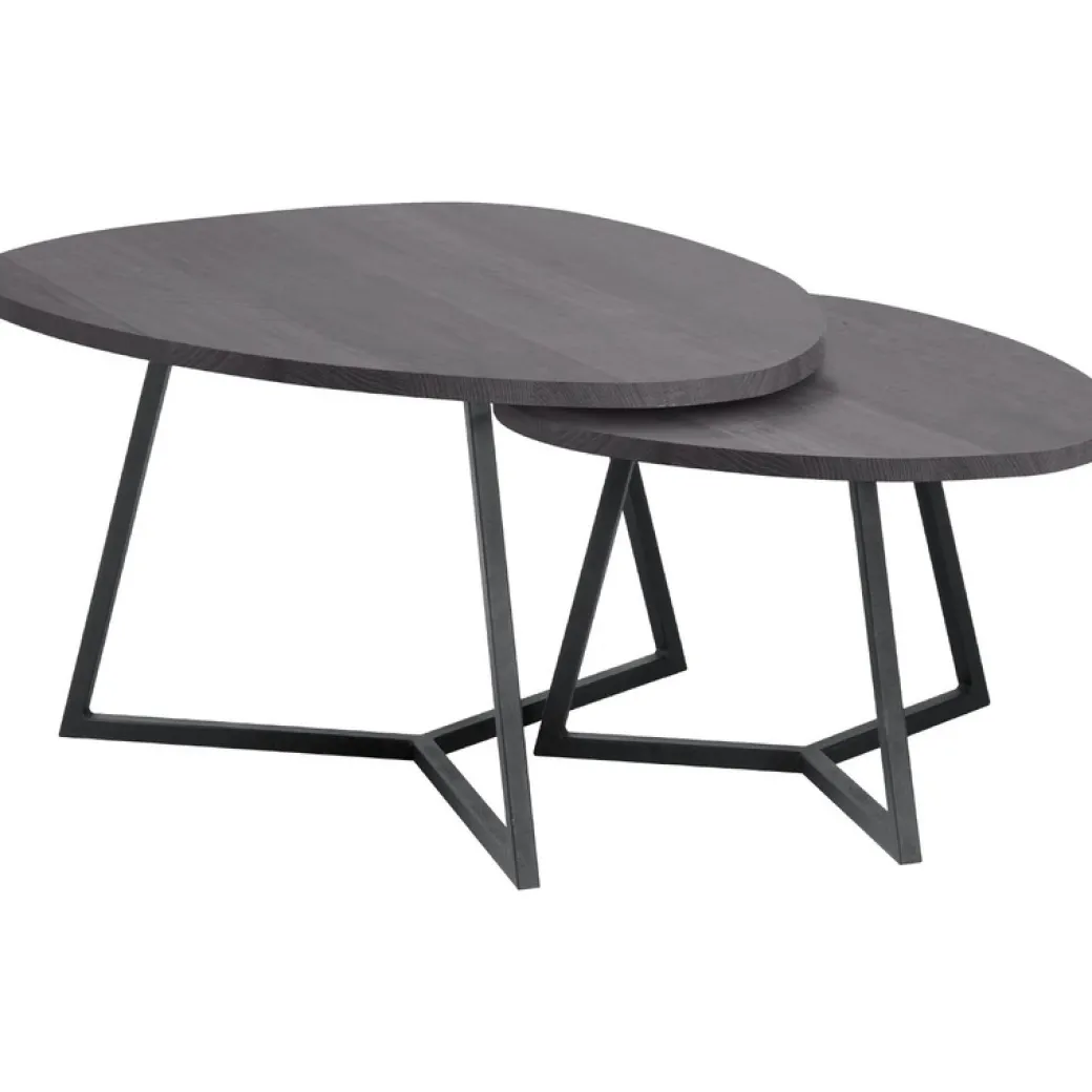 Discount Pronto Wonen Salontafelset Locarnio 40 en 52 cm organisch zwart