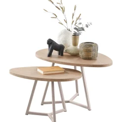 Sale Pronto Wonen Salontafelset Locarnio 61 en 80 cm organisch misty oak