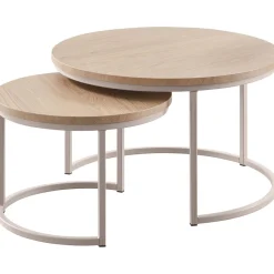 Pronto Wonen Salontafelset Lunata 55 en 75 cm rond misty oak