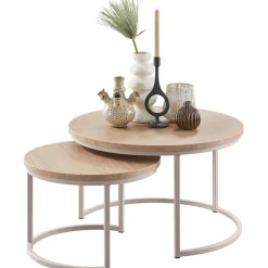 Pronto Wonen Salontafelset Lunata 55 en 75 cm rond misty oak