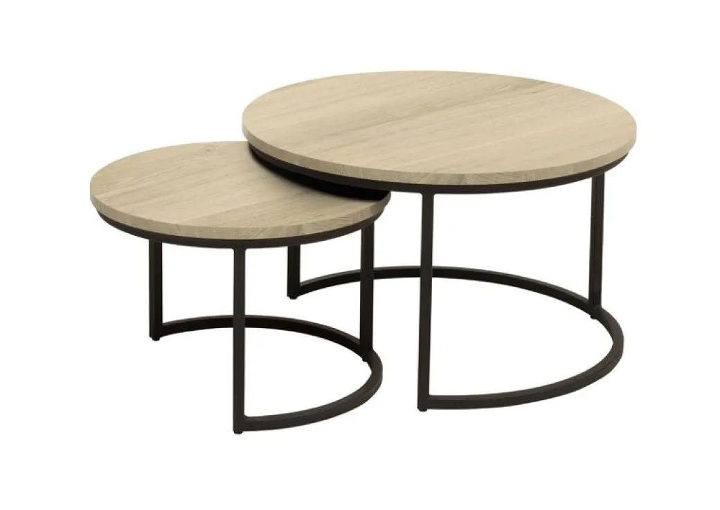 Hot Pronto Wonen Salontafelset Lunata 55 en 75 cm rond fresh oak