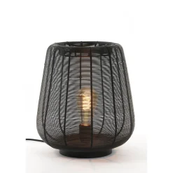 Outlet Pronto Wonen Tafellamp Barzio mat zwart rond 29cm 1-lichts