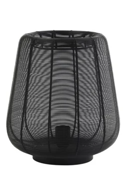 Outlet Pronto Wonen Tafellamp Barzio mat zwart rond 29cm 1-lichts