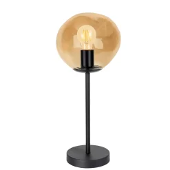 Online Pronto Wonen Tafellamp Macato zwart amber glas 1-lichts