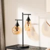 New Pronto Wonen Tafellamp zwart amber glas 2-lichts - Lungo