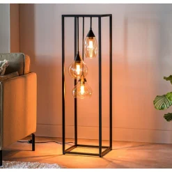 Outlet Pronto Wonen Vloerlamp frame amber glas 3-lichts - Lungo