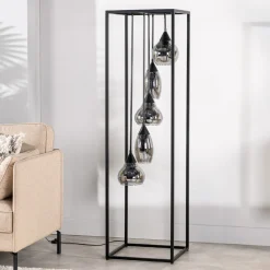 Pronto Wonen Vloerlamp frame smoke glas 5-lichts - Lungo