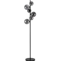 Best Pronto Wonen Vloerlamp Olivento zwart smoke glas 6-lichts