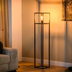 Sale Pronto Wonen Vloerlamp Tiamo zwart staal 140x28 cm