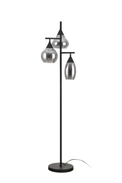 Discount Pronto Wonen Vloerlamp zwart smoke glas 3-lichts - Lungo
