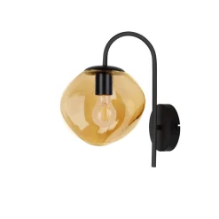 Pronto Wonen Wandlamp Macato zwart amber glas 1-lichts