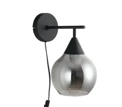 Hot Pronto Wonen Wandlamp zwart smoke glas 17,8 cm - Lungo