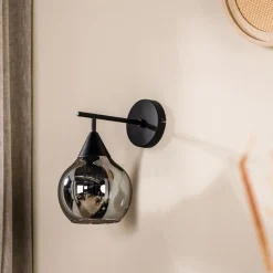 Hot Pronto Wonen Wandlamp zwart smoke glas 17,8 cm - Lungo