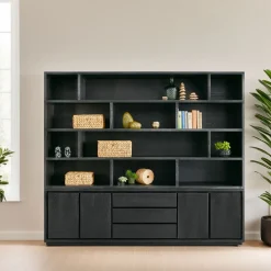 Sale Pronto Wonen Wandmeubel Lavio eiken 242 cm zwart