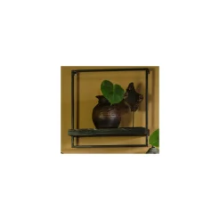 Hot Pronto Wonen Wandplank Pardal hout metaal 50x50 cm zwart