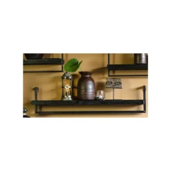 New Pronto Wonen Wandplank Pardal hout metaal 24x120 cm zwart