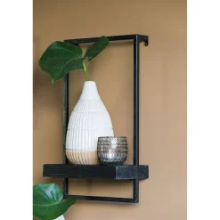 Online Pronto Wonen Wandplank Pardal hout metaal 50x30 cm zwart